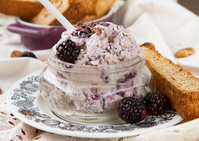 GMO-Free Banana-Pecan Biscotti & Tart Berry–Cacao Dairyless Ice Cream