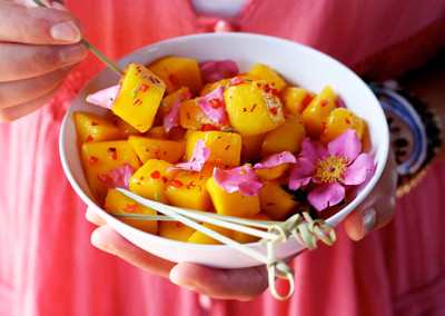 Lovely Marinated Mango with Rose Petals
